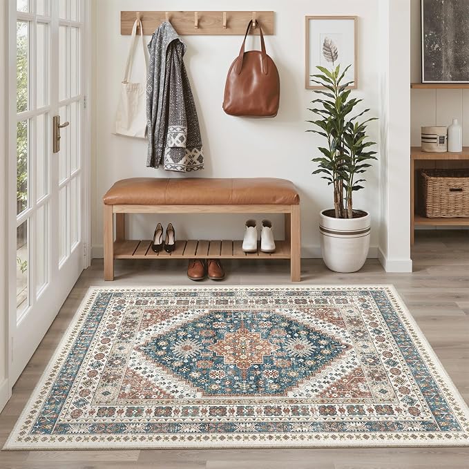 Madane Area Rug 3x5, Entryway Washable Vintage Runners Bedroom Non Slip Indoor - Image 4