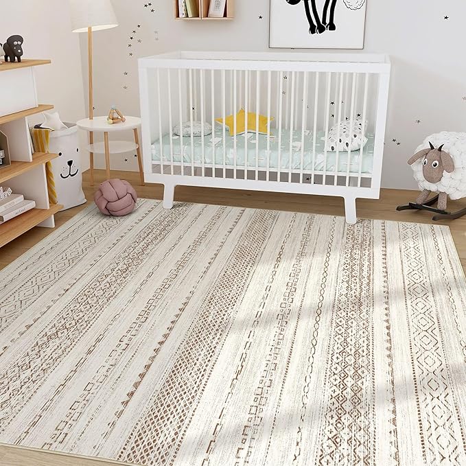 Nakagishi 6x9 Area Rugs Living Room: Washable Boho Large Neutral Soft Farmhouse - Image 7
