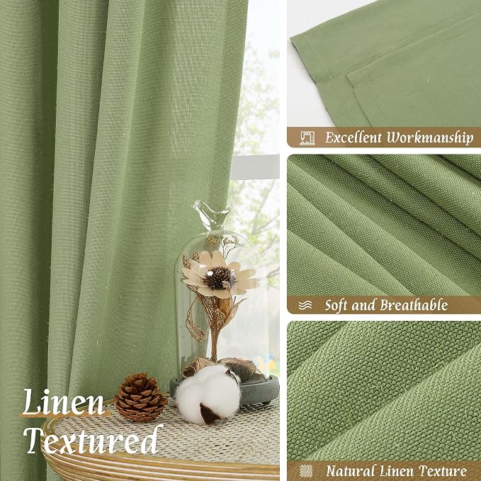LAMIT Sage Green Linen Curtains 72 inches Long - Image 7
