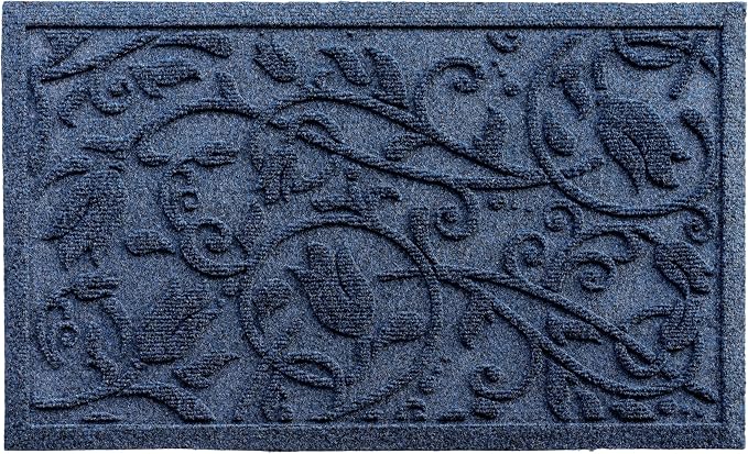 Boho Blue Floral Leaves Outdoor Indoor Entrance Doormats, Absorbent Durable - Image 9