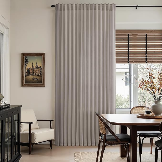 Nanspring Stone Grey Linen Curtains 102 Inches Long - Image 6