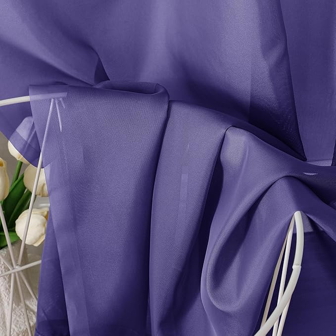 Aiyufeng Purple Sheer Curtains 96 Inches Long 2 Panels Set, Light Filtering - Image 7