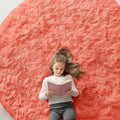 OLANLY Coral Red Round Rugs for Bedroom by OLANLY