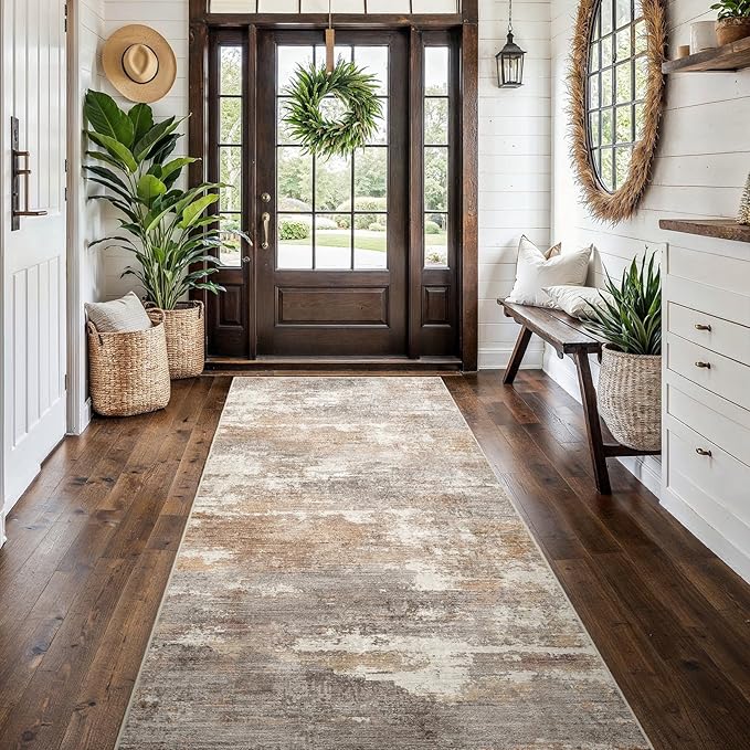 4x10 Washable Kitchen Runner Rug: Modern Abstract Wide Runners by Ksrau