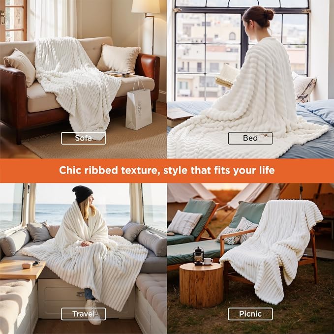 Bedsure GentleSoft White Throw Blanket - Image 4
