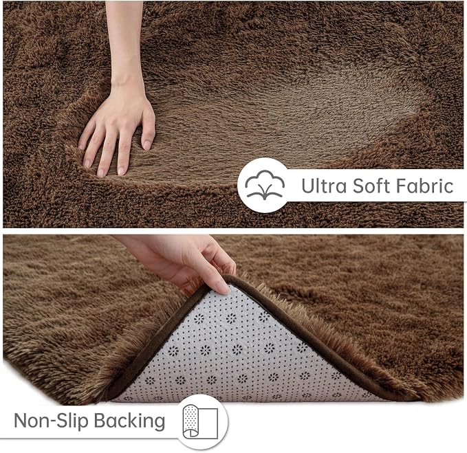 Goideal Fluffy Rug for Bedroom Living Room, 3x5 Brown Area Rugs, Faux Fur Shag - Image 6
