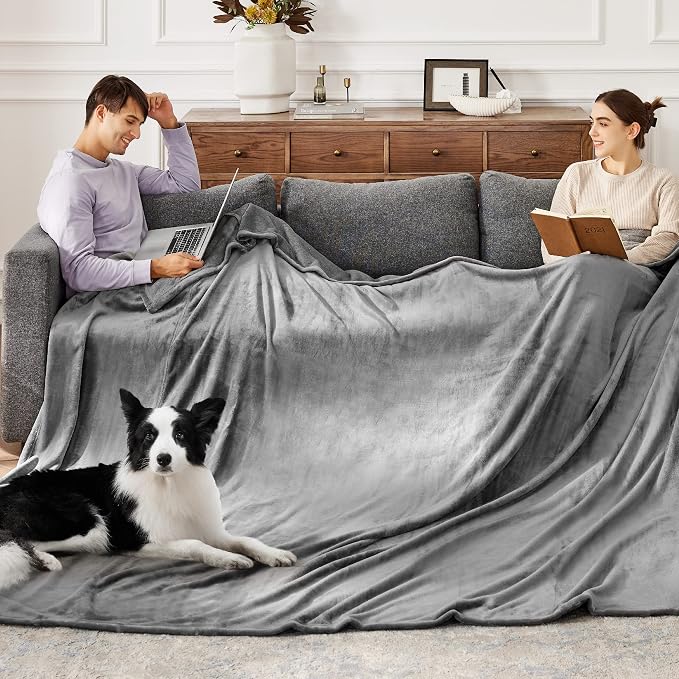 Bedsure GentleSoft Fleece Bed Blankets Large Size Grey - Image 2