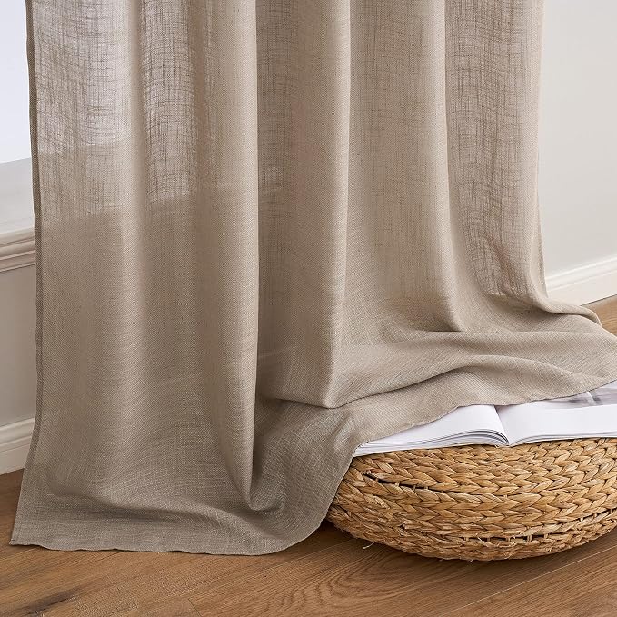 MIULEE Taupe Linen Curtains 72 Inch Length 2 Panels - Image 7