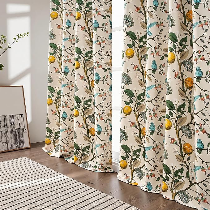 Topfinel Beige Floral Curtains 63 Inch Length 2 Panels Aesthetic Unique Rustic - Image 6