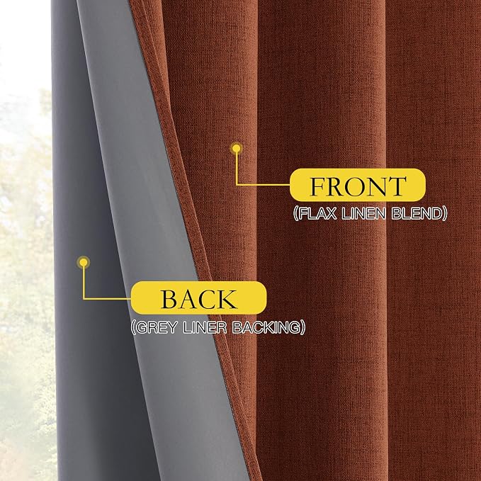 NICETOWN 100% Absolutely Blackout Linen Curtains - Image 7