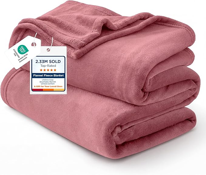 Bedsure GentleSoft Fleece Blankets Twin Size Dusty Rose by BEDSURE