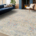 Washable Light Blue Non Slip Bedroom Rug, 8x12 Large Area Rug by HazoHaus