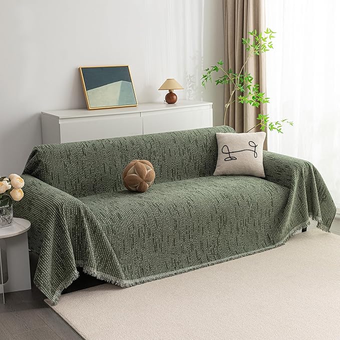 MYSKY HOME Loveseat Cover Moss Green Couch Cover Sectional Couch Covers by MYSKYHOME