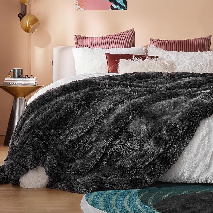 Bedsure GentleSoft Fluffy Tie Dye Black Blankets Queen Size - Image 5