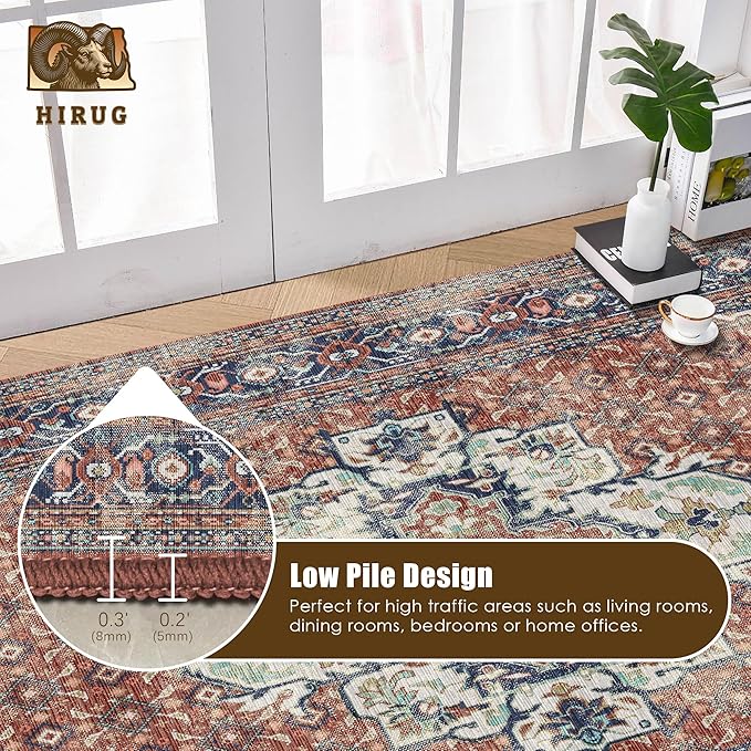 Washable Area Rug 6' x 9' Vintage Traditional Persian Mat - Image 5
