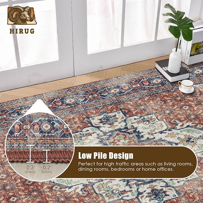 Washable Area Rug 8' x 10' Vintage Traditional Persian Mat - Image 5
