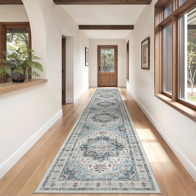 Madane Hallway Runner Rug 2'6''x14' Kitchen Runner, Non Slip Vintage Runners - Image 3