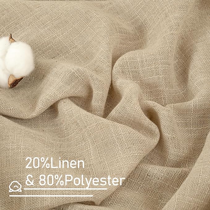 54 Inch Semi Sheer Linen Curtains 2 Panels Set, Light Filtering Bedroom Window - Image 2