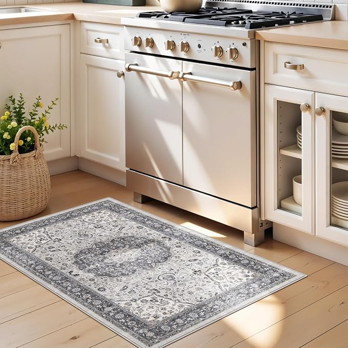Washable 2x3 Entryway Area Rug: Vintage Soft Thin Door Mat - Image 4
