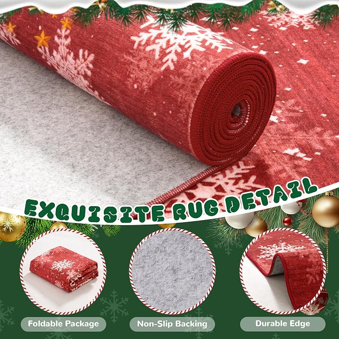 2x3 Christmas Doormat for Entryway, Washable Christmas Rugs Bathroom，Snowflake - Image 8