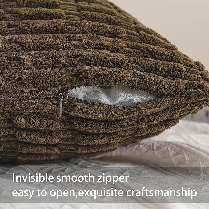 Aegero Pack of 2 Corduroy Decorative Throw Pillow Covers 24x24 Inch - Image 3