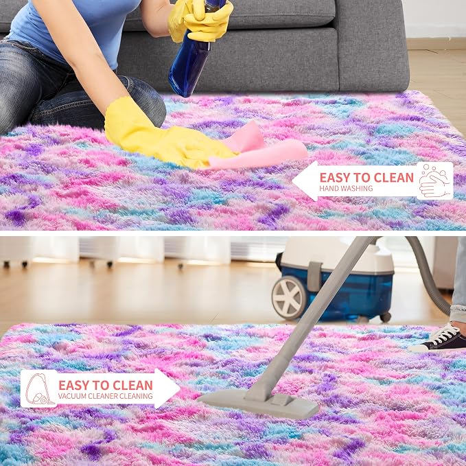 Tepook Soft Rainbow Rug for Girls Room, Cute Fluffy Girls Bedroom Rugs - Image 7