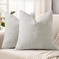 decorUhome Light Grey Chenille Throw Pillow Covers 18x18 Set of 2 Textured Soft by decorUhome