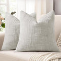 decorUhome Light Grey Chenille Euro Sham Throw Pillow Covers 24x24 Set of 2 by decorUhome