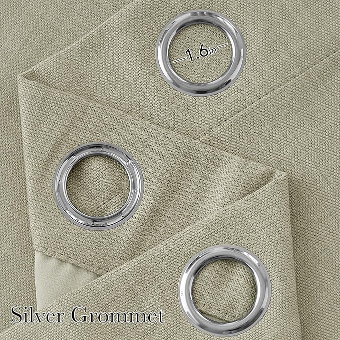NICETOWN Faux Linen Beige Blackout Curtains 84 inches Long - Image 2