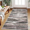Lansny Modern Abstract Small Area Rug Indoor, Dark Light Brown White 3x5 by lansny