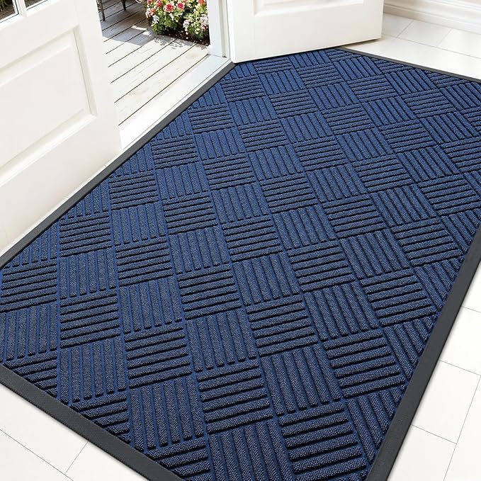 OLANLY Front Door Mat Outside Entrance 59x34, Heavy Duty Sturdy Natural Rubber by OLANLY