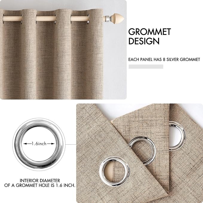 MIULEE 100% Blackout Linen Textured Curtains - Image 4