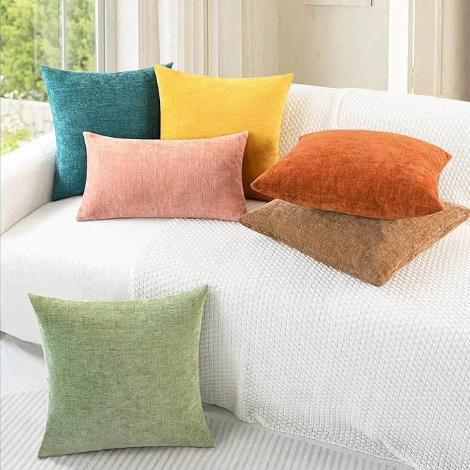 CaliTime Throw Pillow Covers Decorative 22 X 22 Inches Pack of 2 Cozy Chenille - Image 4