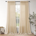 Extra Long Tan Linen Curtains 120 Inches by Nanspring