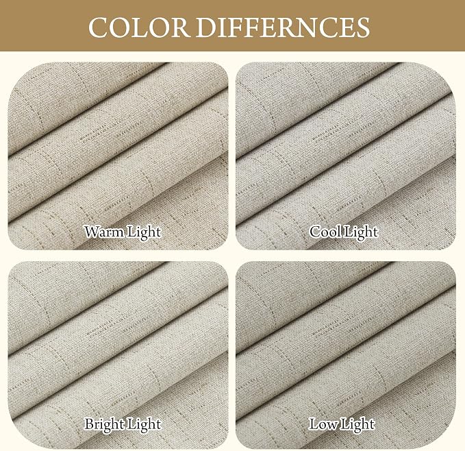RYB HOME 100% Blackout Linen Curtains 84 inches Long 2 Panels Set, Thermal - Image 5