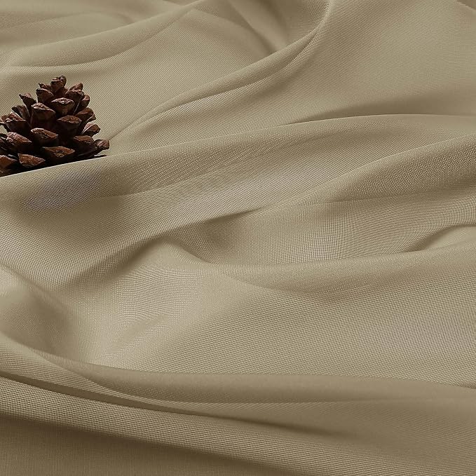 OWENIE Extra Long Taupe Sheer Curtains 96 Inches Long 2 Panels Set, Soft - Image 8