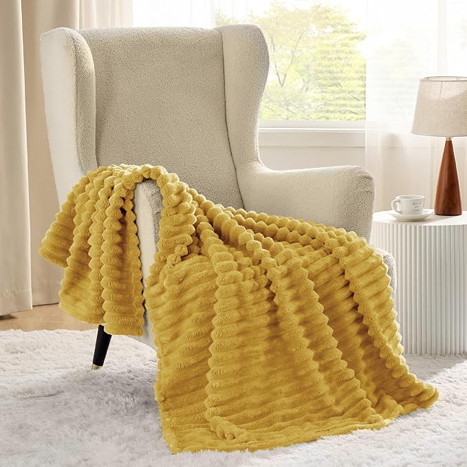 Bedsure GentleSoft Yellow Throw Blanket - Image 2