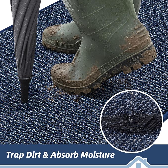 BEQHAUSE Dirt Trapper Door Mat 32" x 48" Half Circle Non Slip Rugs, Absorbent - Image 3