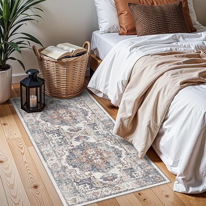 2x4 Washable Kitchen Runner Rug: Vintage Non-Slip Low Pile Entryway Area Rugs - Image 3