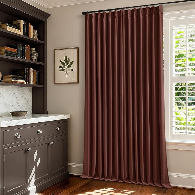 Brown Red Pinch Pleated Blackout Curtains 102 Inches Long - Image 7