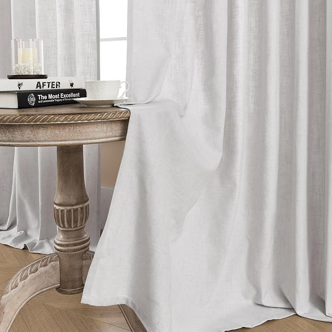 Joydeco Linen Curtains for Living Room, Light Filtering Rod Pocket Back Tab - Image 3