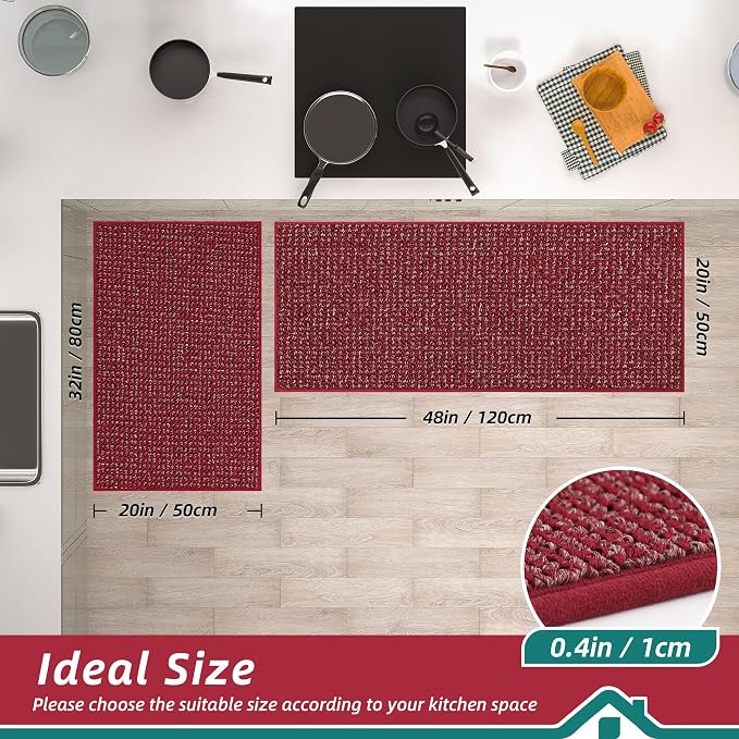 BEQHAUSE Kitchen Rugs and Mats 2PCS, Non-Slip Kitchen Mats - Image 2