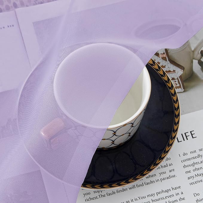 Simplebrand Lavender Sheer Curtains 90 Inches Long 2 Panels, Light Filtering - Image 6