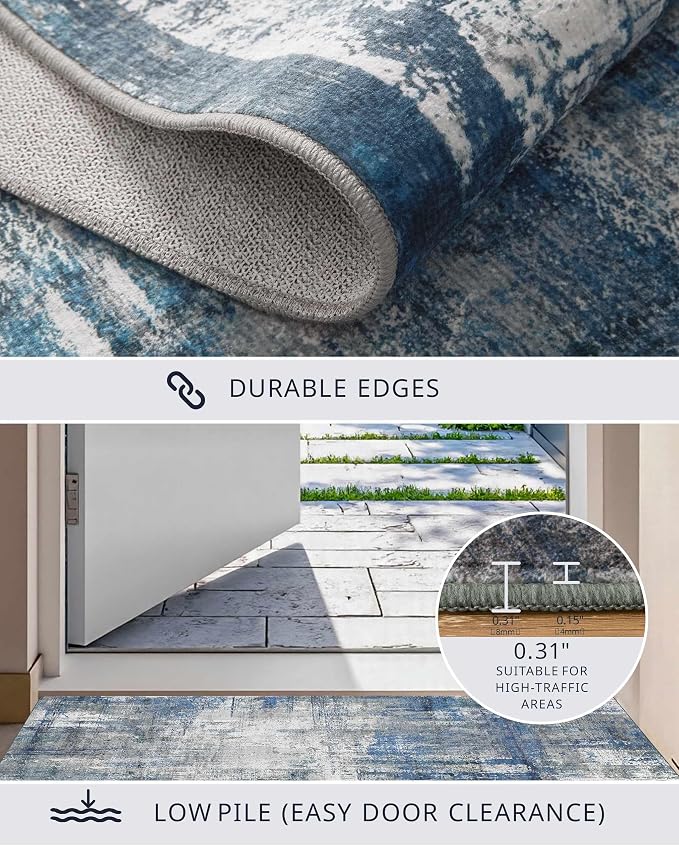 Latte&Fog 5x7 Area Rugs for Living Room Bedroom, Boho Non Slip Low Pile Carpet - Image 5