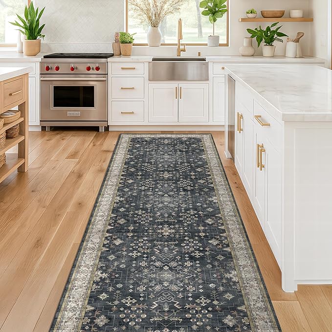 Hazo Haus Black Boho Washable 3x16 Extra Long Runner Rug - Image 3