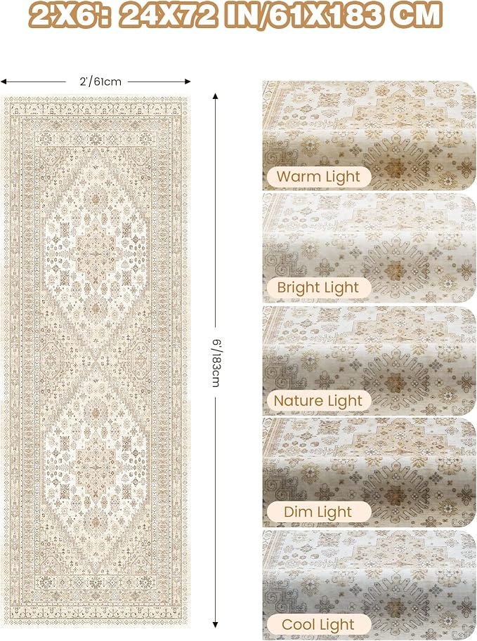 Runner Rug 2x6, Ultra-Thin Entryway Rug Non Slip Washable Rugs - Image 2