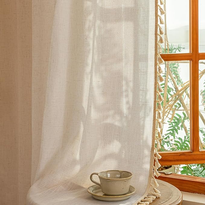 MYSKY HOME Boho Cream Curtains - Image 7