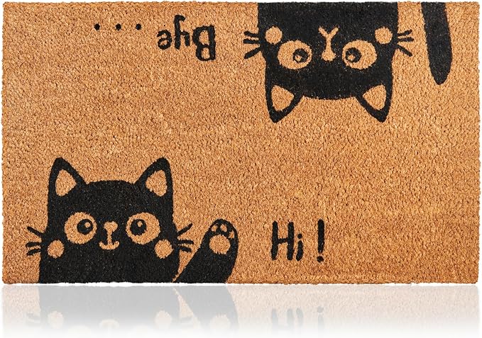 Hi-Bye Cat - 24"x36" - Coir Door Mat - Welcome Mats by AmaruDoorMats