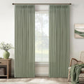 105 Inch Semi Sheer Light Green Pleated Linen Country Curtains W50xL105 | Sage by Twodrapes