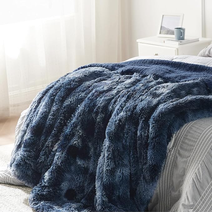 Bedsure GentleSoft Fluffy Navy Blue Throw Blanket, Tie Dye Blue Decor Navy Gifts - Image 5